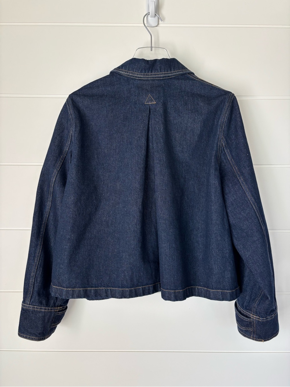J. Crew Denim Barn Jacket Cropped in Denim Rinse Women's Size Large - Picture 10 of 14
